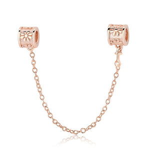 Original Real 925 Sterling Silver Heart Safety Chain DIY Mickey Bead Charms Fit Pandora Women Pandora Bracelet & Bangles Jewelry