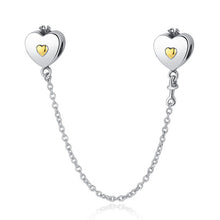 Load image into Gallery viewer, Original Real 925 Sterling Silver Heart Safety Chain DIY Mickey Bead Charms Fit Pandora Women Pandora Bracelet &amp; Bangles Jewelry