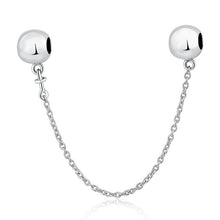 Load image into Gallery viewer, Original Real 925 Sterling Silver Heart Safety Chain DIY Mickey Bead Charms Fit Pandora Women Pandora Bracelet &amp; Bangles Jewelry