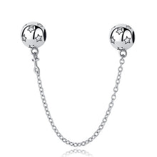 Load image into Gallery viewer, Original Real 925 Sterling Silver Heart Safety Chain DIY Mickey Bead Charms Fit Pandora Women Pandora Bracelet &amp; Bangles Jewelry