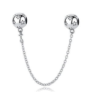 Original Real 925 Sterling Silver Heart Safety Chain DIY Mickey Bead Charms Fit Pandora Women Pandora Bracelet & Bangles Jewelry