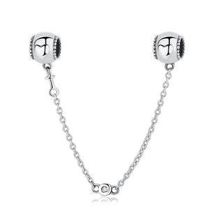 Original Real 925 Sterling Silver Heart Safety Chain DIY Mickey Bead Charms Fit Pandora Women Pandora Bracelet & Bangles Jewelry