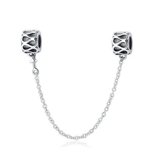 Original Real 925 Sterling Silver Heart Safety Chain DIY Mickey Bead Charms Fit Pandora Women Pandora Bracelet & Bangles Jewelry