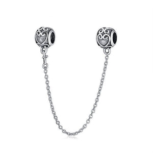 Original Real 925 Sterling Silver Heart Safety Chain DIY Mickey Bead Charms Fit Pandora Women Pandora Bracelet & Bangles Jewelry