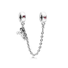 Load image into Gallery viewer, Original Real 925 Sterling Silver Heart Safety Chain DIY Mickey Bead Charms Fit Pandora Women Pandora Bracelet &amp; Bangles Jewelry