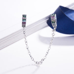 Original Real 925 Sterling Silver Heart Safety Chain DIY Mickey Bead Charms Fit Pandora Women Pandora Bracelet & Bangles Jewelry
