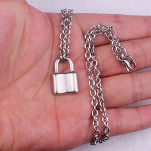 Load image into Gallery viewer, ( color do not fade ) layered chains hiphop Punk Stainless Steel Padlock Necklace men rock Lock Blade Necklaces for women di067