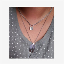 Load image into Gallery viewer, ( color do not fade ) layered chains hiphop Punk Stainless Steel Padlock Necklace men rock Lock Blade Necklaces for women di067