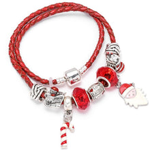 Load image into Gallery viewer, Boosbiy Dropshipping Red Leather Charm Bracelet With Seld Dangle Charms Brand Bracelet For Women Diy Christmas Gift