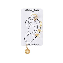 Load image into Gallery viewer, Bohemian Small Crystal Circle Stars Arrow Piercing Earrings Set for Women Round Flower Mix Shape Ear Studs Cuff Earrings Clip