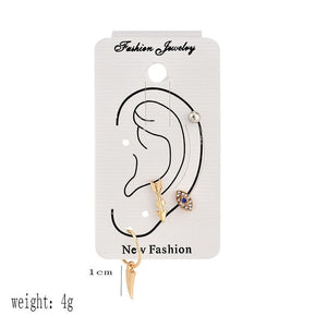Bohemian Small Crystal Circle Stars Arrow Piercing Earrings Set for Women Round Flower Mix Shape Ear Studs Cuff Earrings Clip