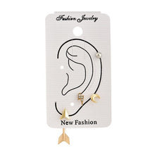 Load image into Gallery viewer, Bohemian Small Crystal Circle Stars Arrow Piercing Earrings Set for Women Round Flower Mix Shape Ear Studs Cuff Earrings Clip