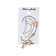Load image into Gallery viewer, Bohemian Small Crystal Circle Stars Arrow Piercing Earrings Set for Women Round Flower Mix Shape Ear Studs Cuff Earrings Clip
