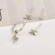 Load image into Gallery viewer, Bohemian Small Crystal Circle Stars Arrow Piercing Earrings Set for Women Round Flower Mix Shape Ear Studs Cuff Earrings Clip