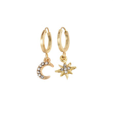 Load image into Gallery viewer, Bohemian Small Crystal Circle Stars Arrow Piercing Earrings Set for Women Round Flower Mix Shape Ear Studs Cuff Earrings Clip