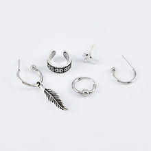 Load image into Gallery viewer, Bohemian Small Crystal Circle Stars Arrow Piercing Earrings Set for Women Round Flower Mix Shape Ear Studs Cuff Earrings Clip