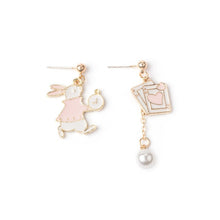 Load image into Gallery viewer, Cute Cartoon Earrings for Women Asymmetric Rabbit Cat Bird Clock Doughnut Rainbow Unicorn Ice Cream Stud Earrings Jewelry Gifts