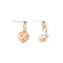 Load image into Gallery viewer, Cute Cartoon Earrings for Women Asymmetric Rabbit Cat Bird Clock Doughnut Rainbow Unicorn Ice Cream Stud Earrings Jewelry Gifts
