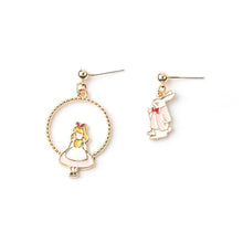 Load image into Gallery viewer, Cute Cartoon Earrings for Women Asymmetric Rabbit Cat Bird Clock Doughnut Rainbow Unicorn Ice Cream Stud Earrings Jewelry Gifts