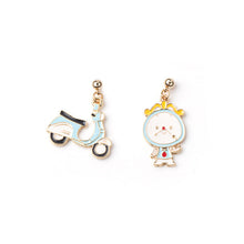 Load image into Gallery viewer, Cute Cartoon Earrings for Women Asymmetric Rabbit Cat Bird Clock Doughnut Rainbow Unicorn Ice Cream Stud Earrings Jewelry Gifts