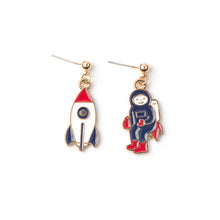 Load image into Gallery viewer, Cute Cartoon Earrings for Women Asymmetric Rabbit Cat Bird Clock Doughnut Rainbow Unicorn Ice Cream Stud Earrings Jewelry Gifts