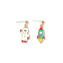Load image into Gallery viewer, Cute Cartoon Earrings for Women Asymmetric Rabbit Cat Bird Clock Doughnut Rainbow Unicorn Ice Cream Stud Earrings Jewelry Gifts