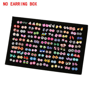 100 Pairs/Set Random Plant Fruit Animal Stud Earrings For Women Girls Kids Jewelry Cute Bear Polymer Clay Earring Set Mix Gifts