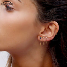 Load image into Gallery viewer, CANNER Rainbow Zircon Moon Star Stud Earrings for Women 925 Sterling Silver CZ Crystal Earrings 2019 Gold Color Chain Earring H4
