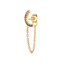 Load image into Gallery viewer, CANNER Rainbow Zircon Moon Star Stud Earrings for Women 925 Sterling Silver CZ Crystal Earrings 2019 Gold Color Chain Earring H4