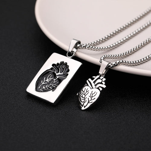 Puzzle Jewelry Couple Collares Anatomical Heart Necklace Women Valentine Day Gift Stainless Steel Chain Pendant Collares 2019