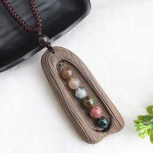 Load image into Gallery viewer, SEDmart Vintage Sandalwood Natural Stone Pendant Necklace for Women and Girls Long Sweater Chain Adjustable Jewelry GiftSouvenir