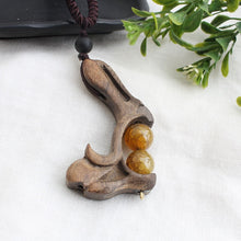 Load image into Gallery viewer, SEDmart Vintage Sandalwood Natural Stone Pendant Necklace for Women and Girls Long Sweater Chain Adjustable Jewelry GiftSouvenir