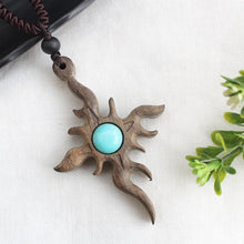 Load image into Gallery viewer, SEDmart Vintage Sandalwood Natural Stone Pendant Necklace for Women and Girls Long Sweater Chain Adjustable Jewelry GiftSouvenir