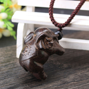 SEDmart Vintage Sandalwood Natural Stone Pendant Necklace for Women and Girls Long Sweater Chain Adjustable Jewelry GiftSouvenir