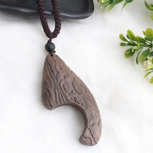 SEDmart Vintage Sandalwood Natural Stone Pendant Necklace for Women and Girls Long Sweater Chain Adjustable Jewelry GiftSouvenir