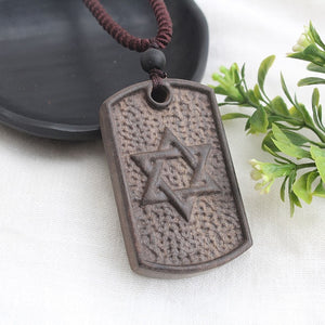 SEDmart Vintage Sandalwood Natural Stone Pendant Necklace for Women and Girls Long Sweater Chain Adjustable Jewelry GiftSouvenir