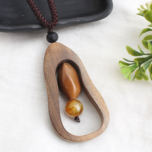 Load image into Gallery viewer, SEDmart Vintage Sandalwood Natural Stone Pendant Necklace for Women and Girls Long Sweater Chain Adjustable Jewelry GiftSouvenir