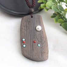 Load image into Gallery viewer, SEDmart Vintage Sandalwood Natural Stone Pendant Necklace for Women and Girls Long Sweater Chain Adjustable Jewelry GiftSouvenir