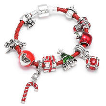 Load image into Gallery viewer, Boosbiy Dropshipping Red Leather Charm Bracelet With Seld Dangle Charms Brand Bracelet For Women Diy Christmas Gift