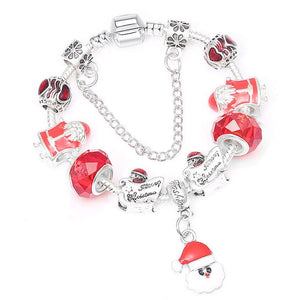 Boosbiy Dropshipping Red Leather Charm Bracelet With Seld Dangle Charms Brand Bracelet For Women Diy Christmas Gift