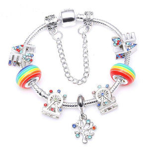 Boosbiy Dropshipping Red Leather Charm Bracelet With Seld Dangle Charms Brand Bracelet For Women Diy Christmas Gift