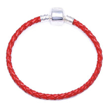 Load image into Gallery viewer, Boosbiy Dropshipping Red Leather Charm Bracelet With Seld Dangle Charms Brand Bracelet For Women Diy Christmas Gift