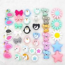 Load image into Gallery viewer, Chengkai 10pcs Silicone Teether Beads DIY Unicorn Star Penguin Flower Koala Flamingo Baby Teething Sensory Jewelry Cartoon Beads
