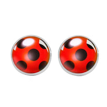 Load image into Gallery viewer, Ladybug Stud Earrings Cosplay Lady Bug Circle With Dot  Earrings For Women Girl Party Gift Anime Jewelry