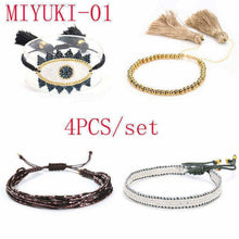 Load image into Gallery viewer, SHINUSBOHO 5X Punk Miyuki Charm Friendship Bracelets Bangles Gothic Rock Gold Rivets Men Jewelry Statement Bracelets for Women