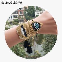 Load image into Gallery viewer, SHINUSBOHO 5X Punk Miyuki Charm Friendship Bracelets Bangles Gothic Rock Gold Rivets Men Jewelry Statement Bracelets for Women