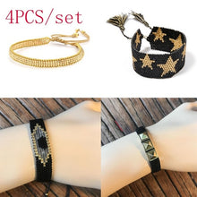 Load image into Gallery viewer, SHINUSBOHO 5X Punk Miyuki Charm Friendship Bracelets Bangles Gothic Rock Gold Rivets Men Jewelry Statement Bracelets for Women