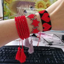 Load image into Gallery viewer, SHINUSBOHO 5X Punk Miyuki Charm Friendship Bracelets Bangles Gothic Rock Gold Rivets Men Jewelry Statement Bracelets for Women
