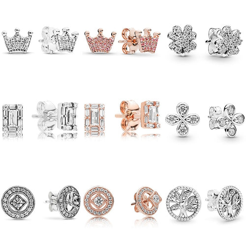 9 Style Women Ear Studs Vintage Allure Radiant Clover Luminous Ice Crystal High Quality Earring With Women Wedding Jewelry