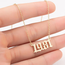 Load image into Gallery viewer, Women Personalized Necklace Special Date Year Number Necklace  girl1994 1995 1996 1997 1998 1999 from 1980 to 2002 chain Jewelry